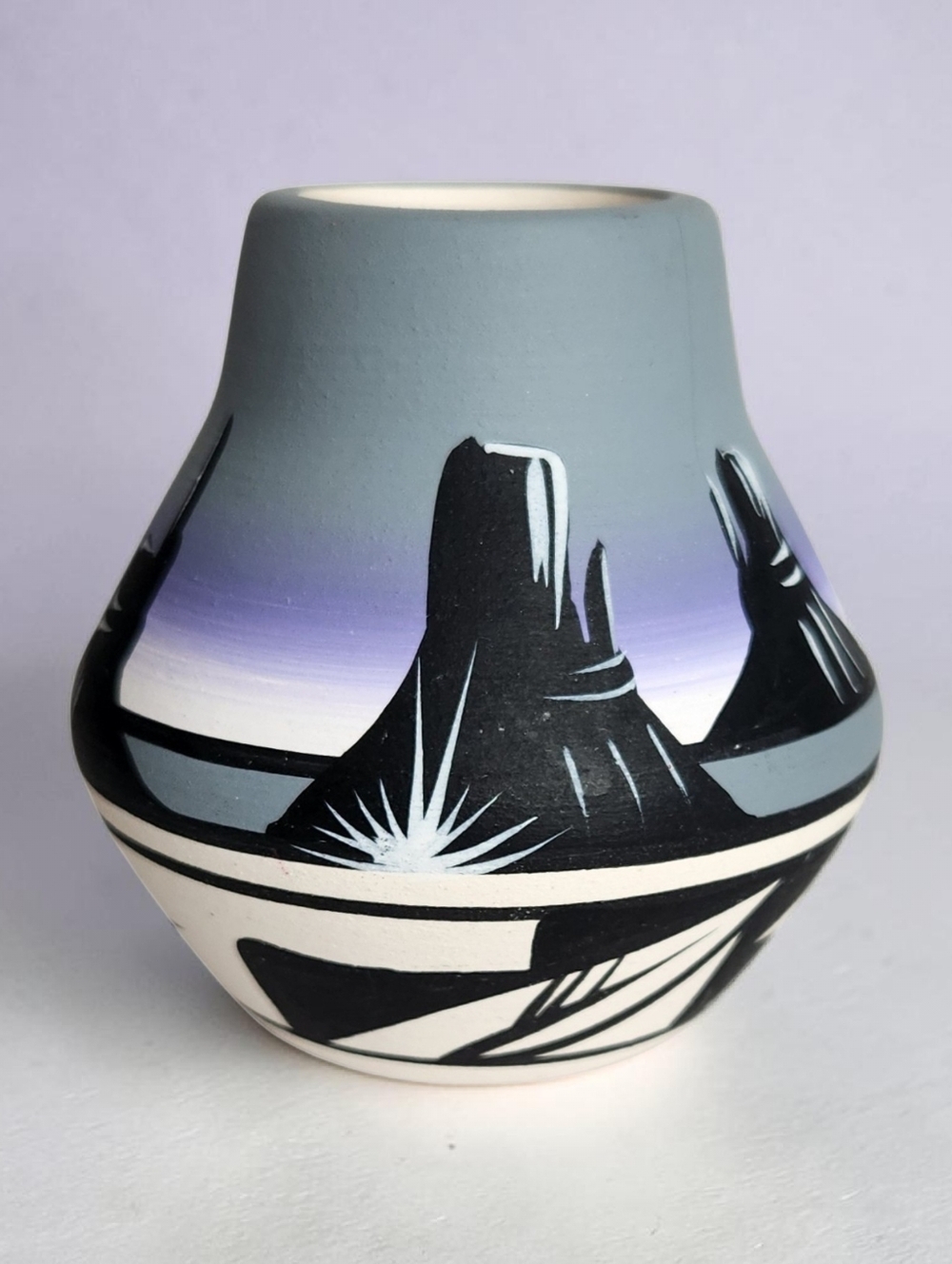 Vintage Native American Navajo Signed Hand Painted Pottery Small Vase Jar